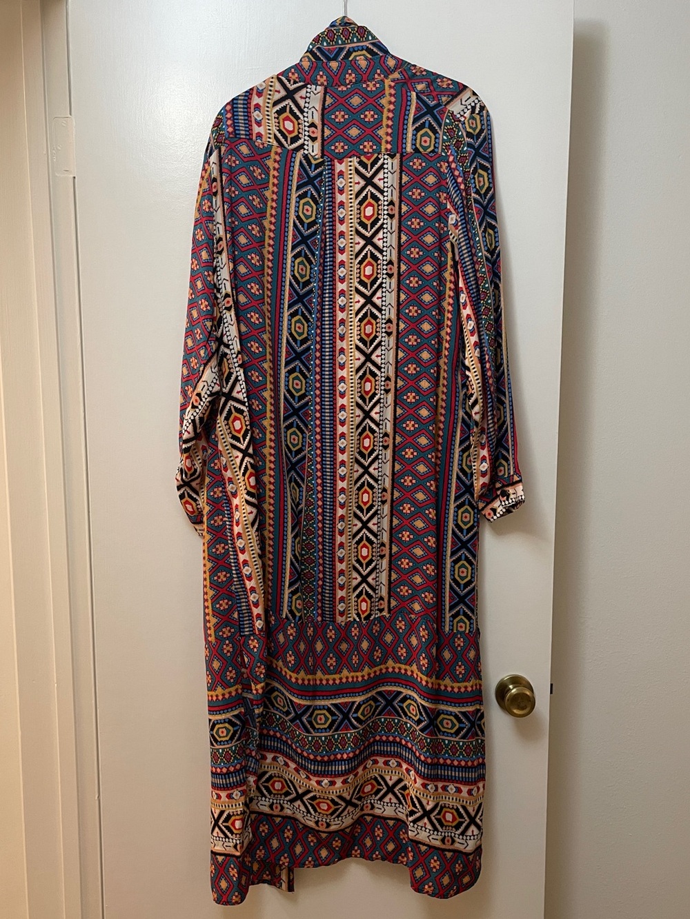 Colorful Printed Long Duster Jacket Coverup - Picture 2 of 5